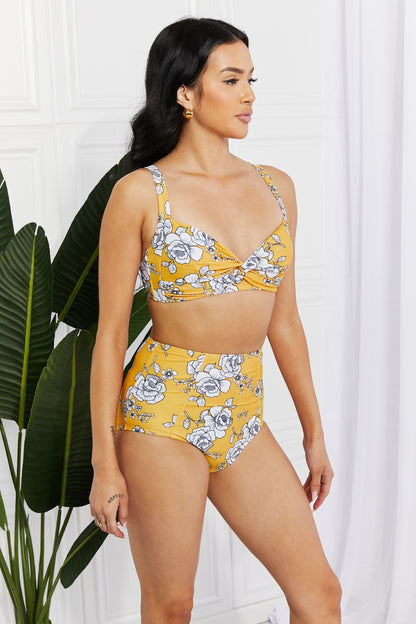 Marina West Swim Take A Dip Twist High-Rise Bikini in Mustard-Teresa&#39;s Fashionista LLC