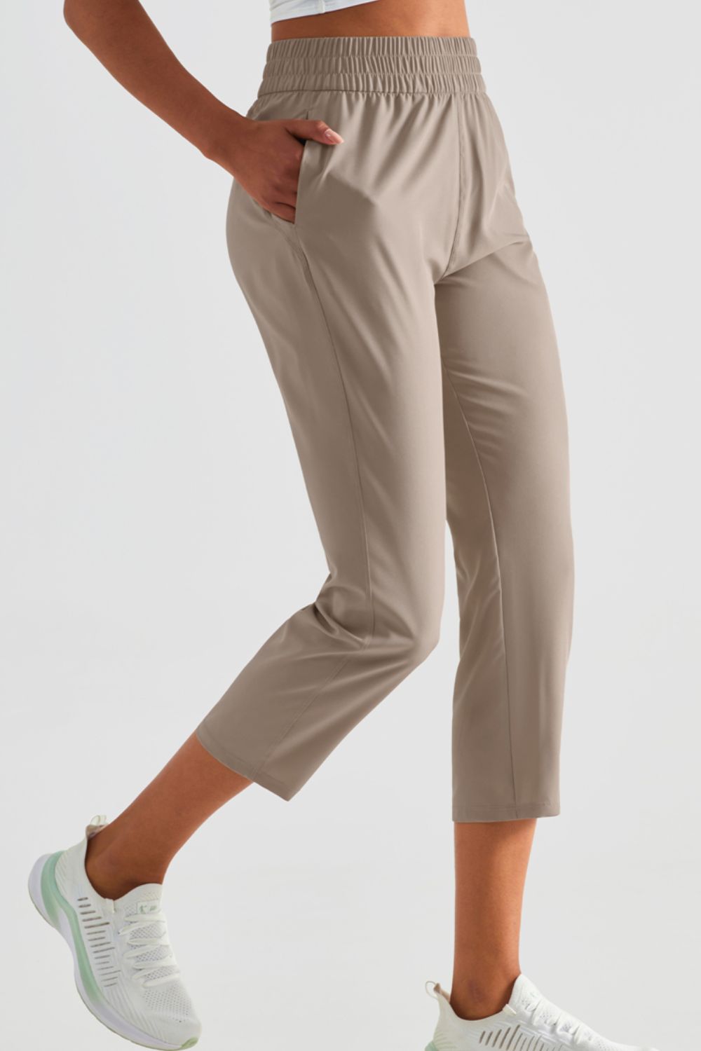 Elastic Waist Cropped Sports Pants-Teresa&#39;s Fashionista LLC