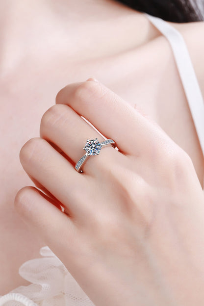 925 Sterling Silver Moissanite Adjustable Ring-Teresa&#39;s Fashionista LLC