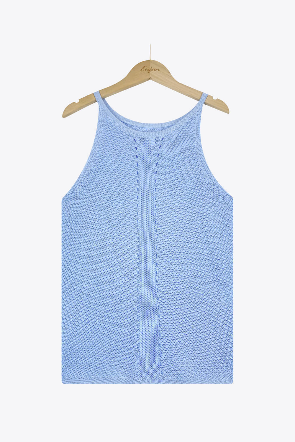 Openwork Grecian Neck Knit Tank Top-Teresa&#39;s Fashionista LLC