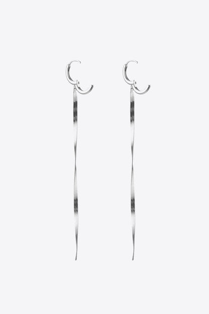 925 Sterling Silver Long Snake Chain Earrings-Teresa&#39;s Fashionista LLC