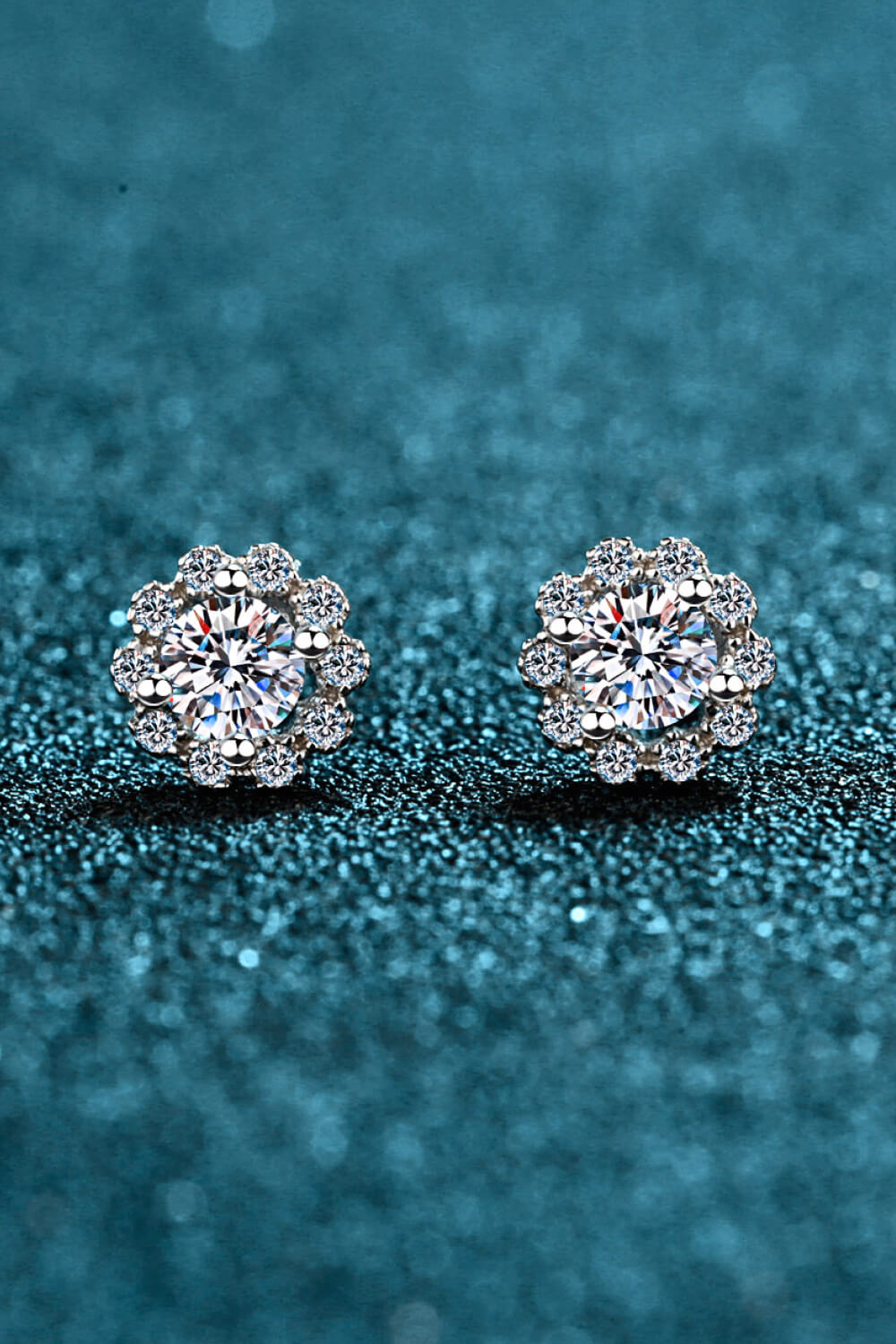 Moissanite Floral-Shaped Stud Earrings-Teresa&#39;s Fashionista LLC