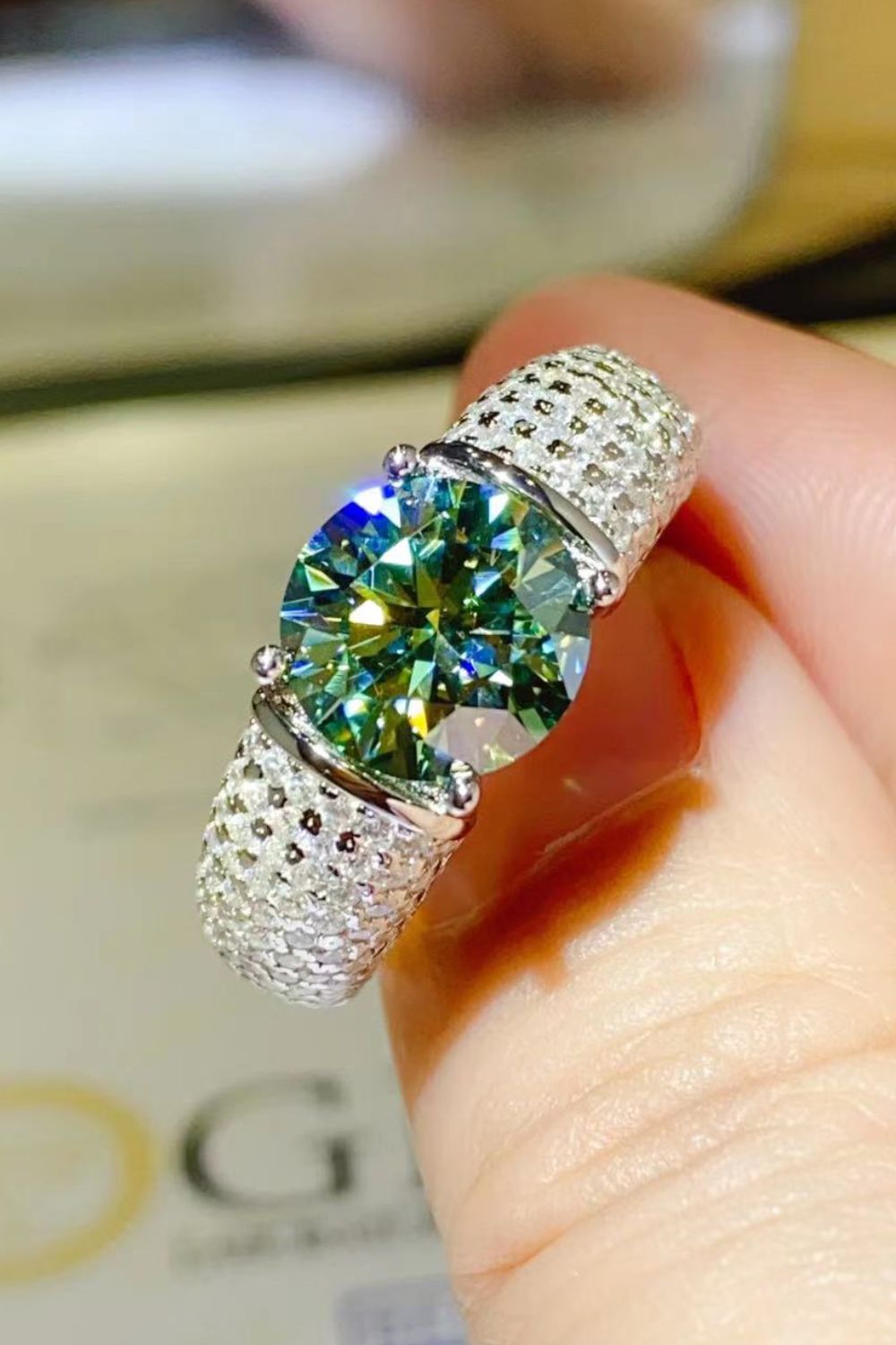 3 Carat Moissanite Side Stone Ring-Teresa&#39;s Fashionista LLC