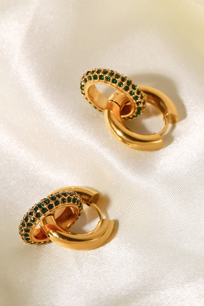 18K Gold-Plated Inlaid Zircon Double-Hoop Earrings-Teresa&#39;s Fashionista LLC