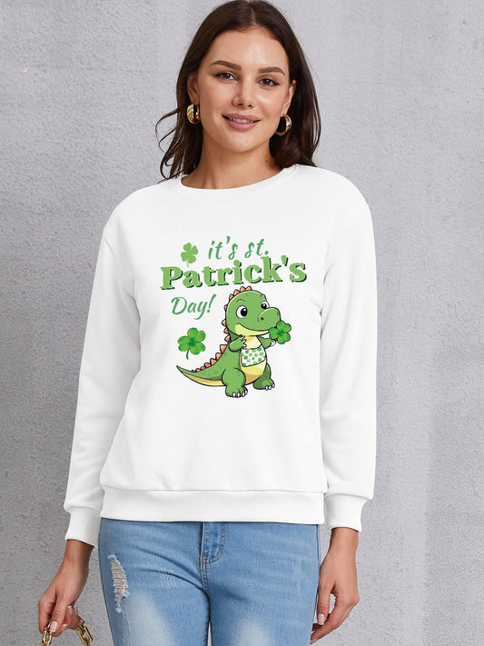 IT'S ST. PATRICK'S DAY Graphic Round Neck Sweatshirt-Teresa&#39;s Fashionista LLC