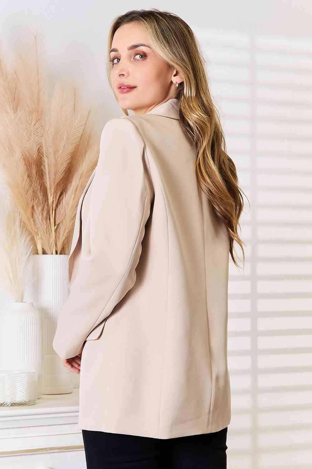 Double Take Shawl Collar Long Sleeve Blazer-Teresa&#39;s Fashionista LLC