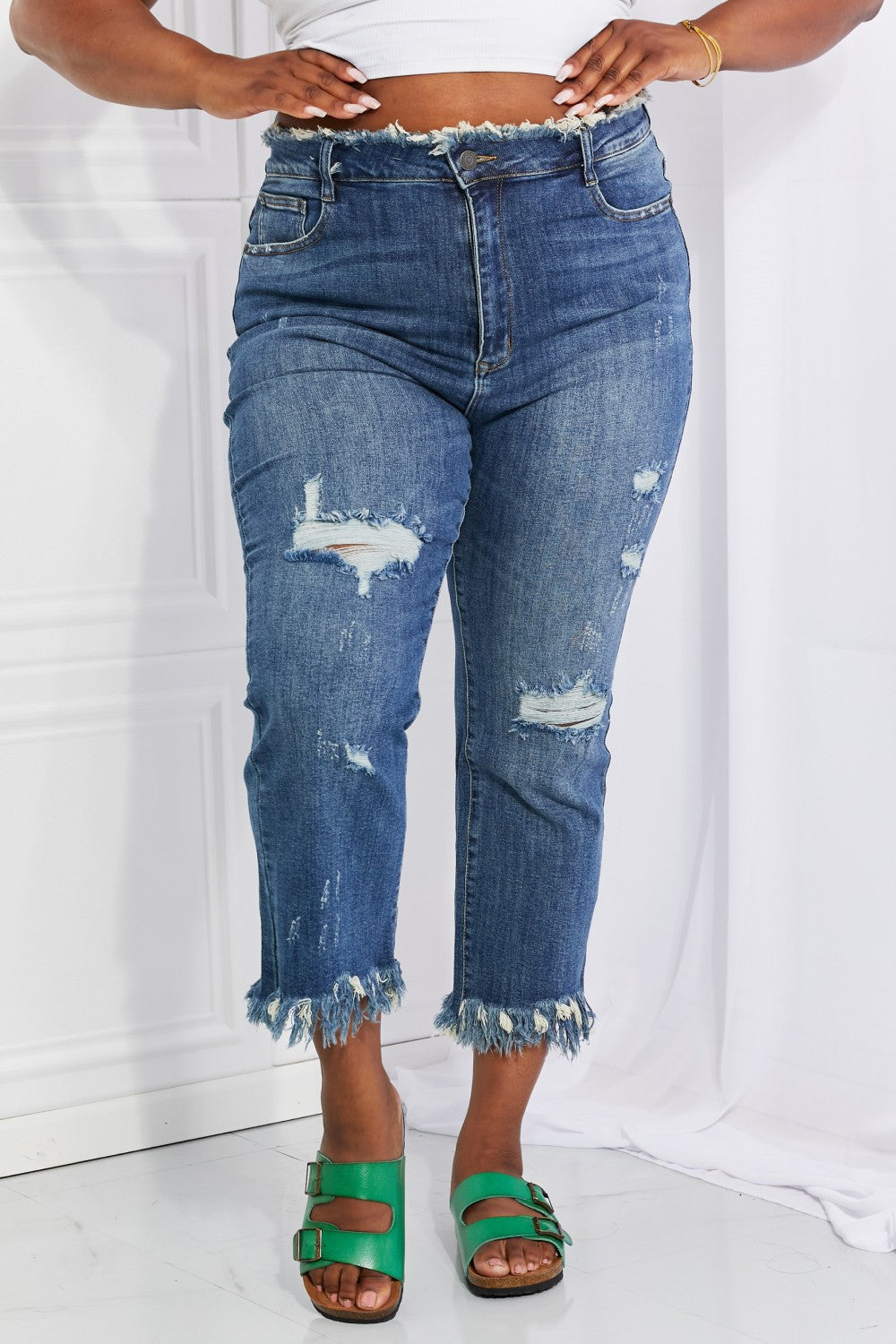 RISEN Full Size Undone Chic Straight Leg Jeans-Teresa&#39;s Fashionista LLC