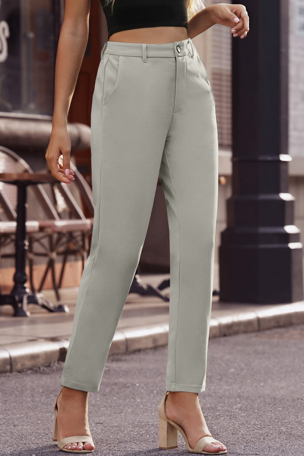 Ankle-Length Straight Leg Pants with Pockets-Teresa&#39;s Fashionista LLC