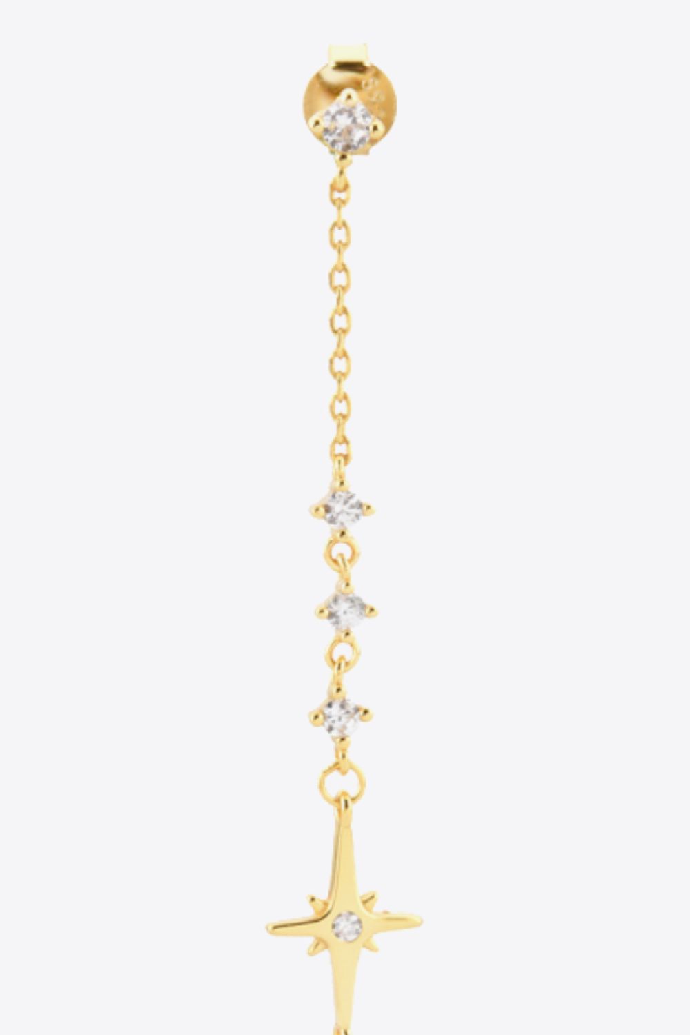 Inlaid Zircon 925 Sterling Silver Single Chain Earring-Teresa&#39;s Fashionista LLC