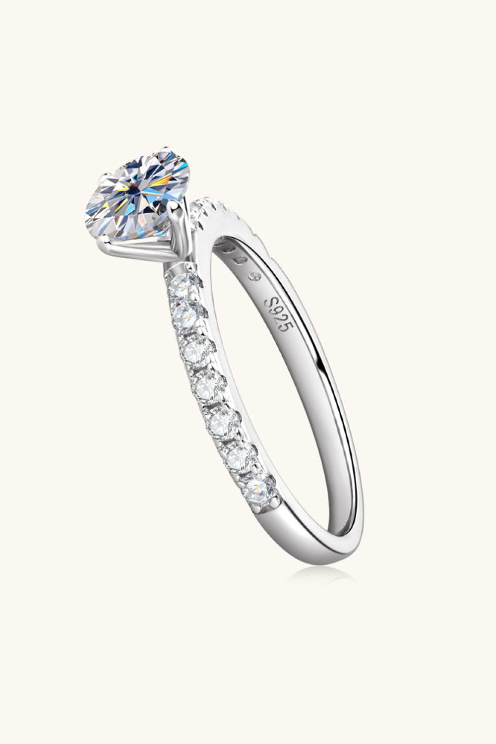 Moissanite Platinum-Plated Side Stone Ring-Teresa&#39;s Fashionista LLC