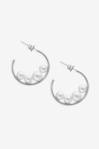 Can't Stop Your Shine Pearl C-Hoop Earrings-Teresa&#39;s Fashionista LLC