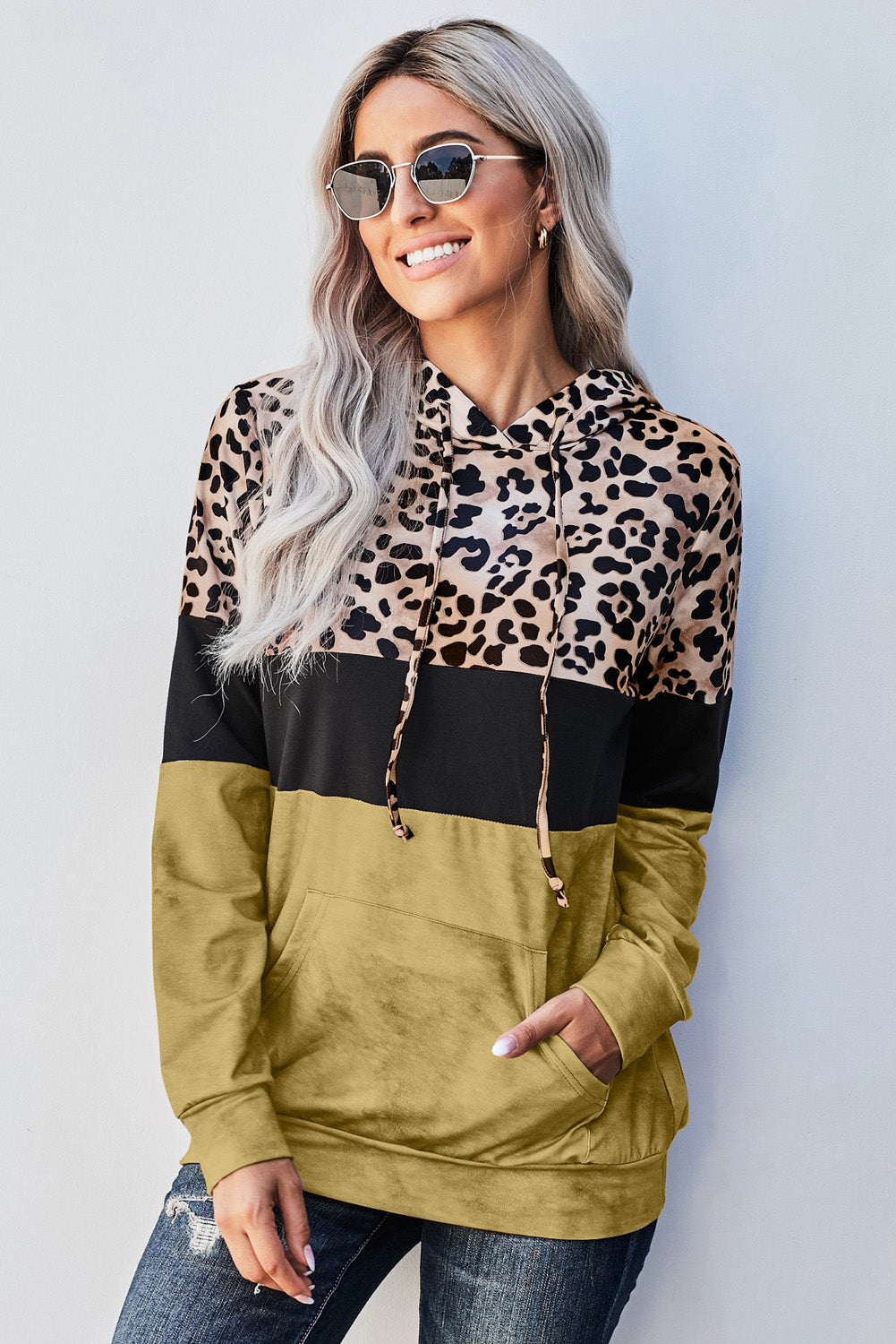 Leopard Color Block Hoodie-Teresa&#39;s Fashionista LLC