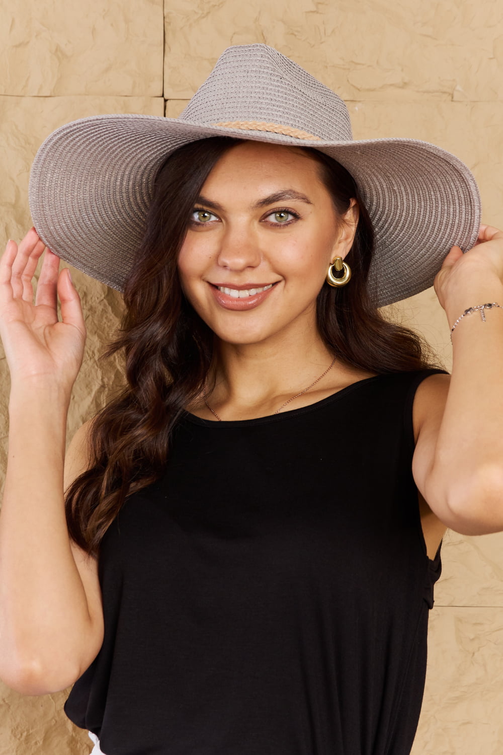 Fame Keep Me Close Straw Braided Rope Strap Fedora Hat-Teresa&#39;s Fashionista LLC