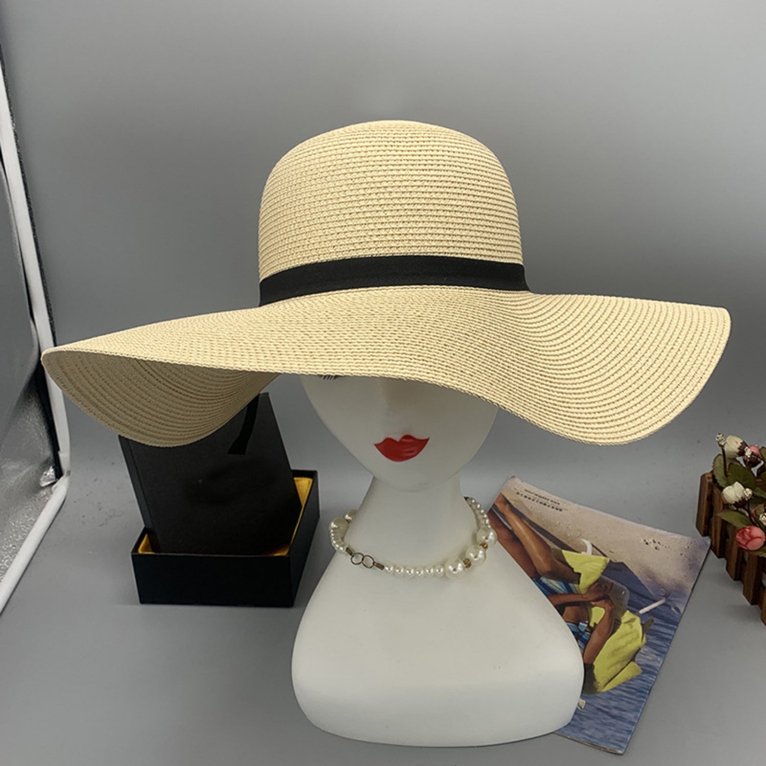 Bow Paper Braided Wide Brim Hat-Teresa&#39;s Fashionista LLC