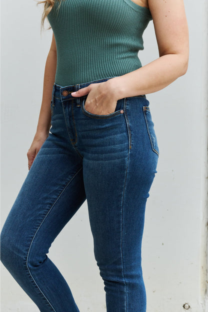 Judy Blue Aila Regular Full Size Mid Rise Cropped Relax Fit Jeans-Teresa&#39;s Fashionista LLC