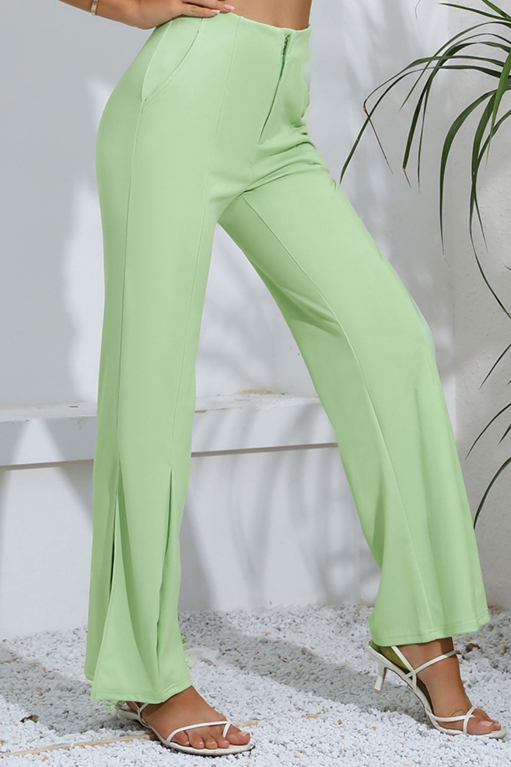 Slit High-Rise Flare Pants-Teresa&#39;s Fashionista LLC