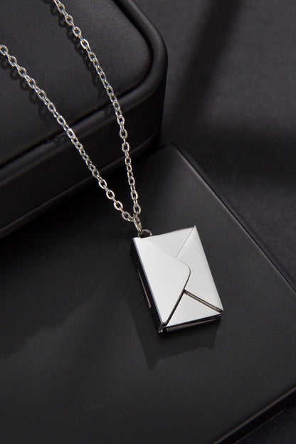 Envelope Pendant Stainless Steel Necklace-Teresa&#39;s Fashionista LLC