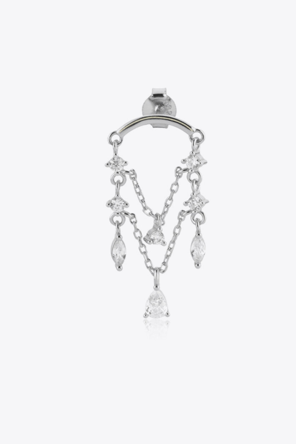 Zircon 925 Sterling Silver Single Chandelier Earring-Teresa&#39;s Fashionista LLC