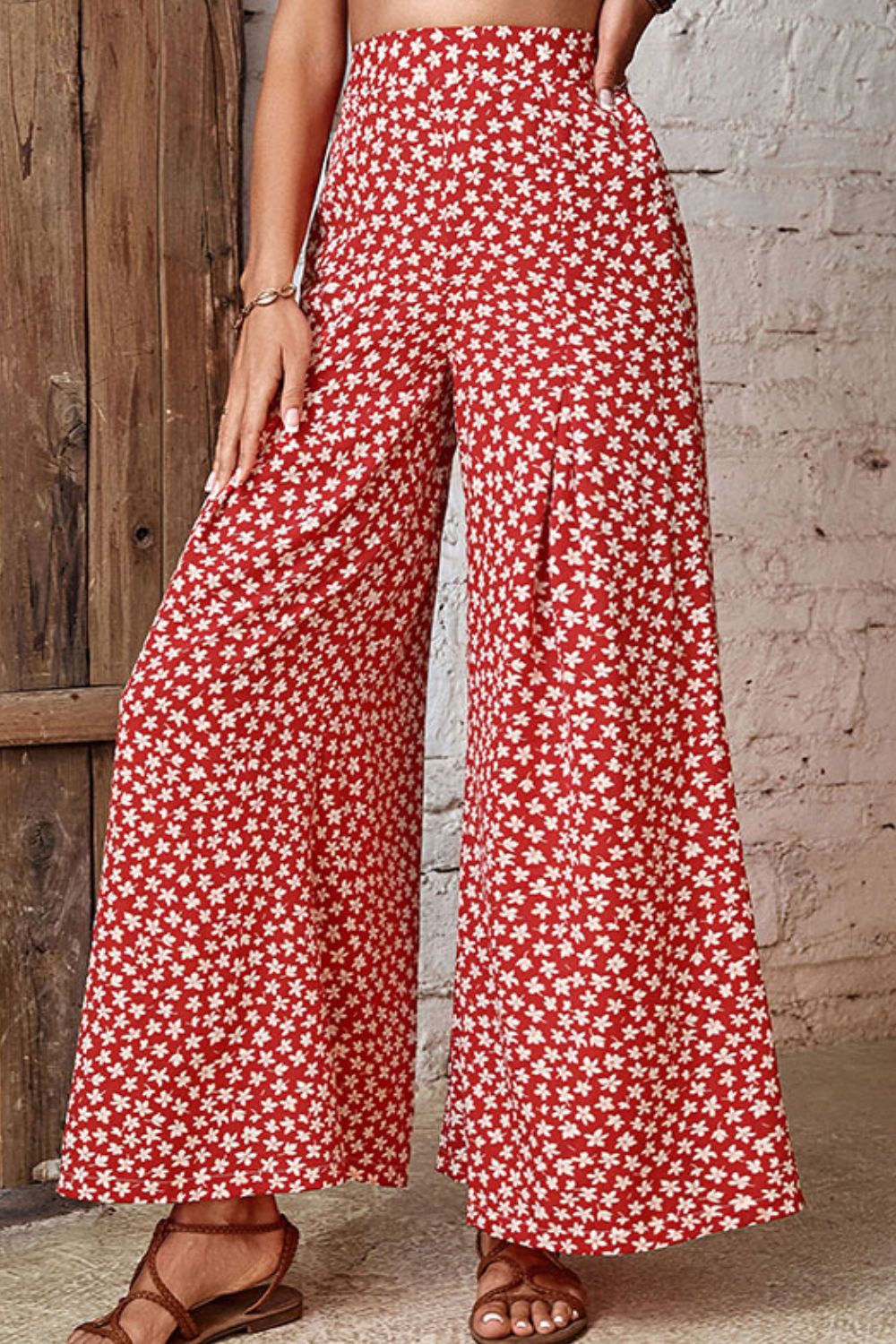 Floral High-Rise Wide Leg Flare Pants-Teresa&#39;s Fashionista LLC