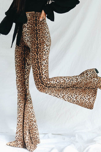 Leopard Print Flare Leg Pants-Teresa&#39;s Fashionista LLC