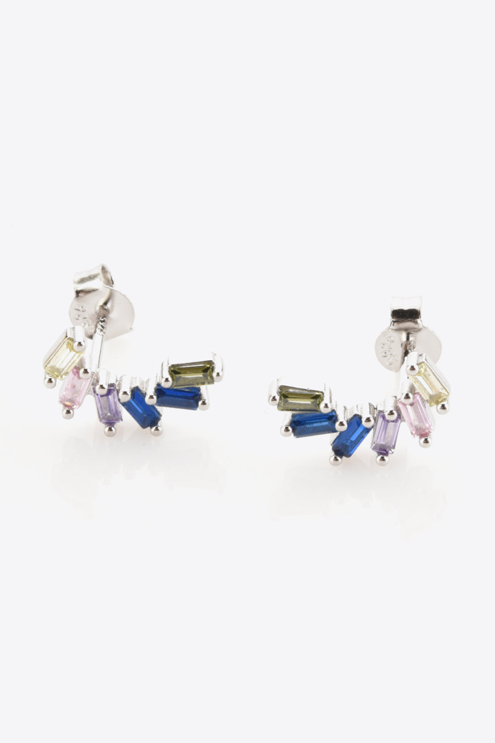 Multicolored Zircon 925 Sterling Silver Earrings-Teresa&#39;s Fashionista LLC