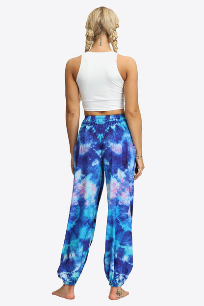 Tie-Dye Smocked Joggers-Teresa&#39;s Fashionista LLC