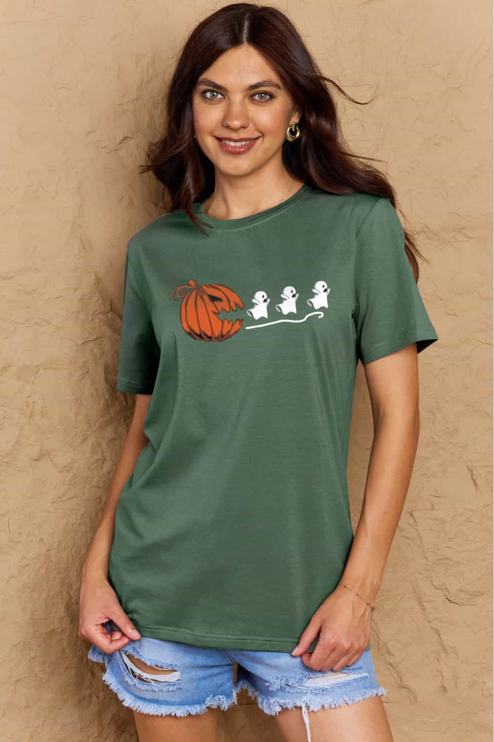 Simply Love Full Size Jack-O'-Lantern Graphic Cotton T-Shirt-Teresa&#39;s Fashionista LLC