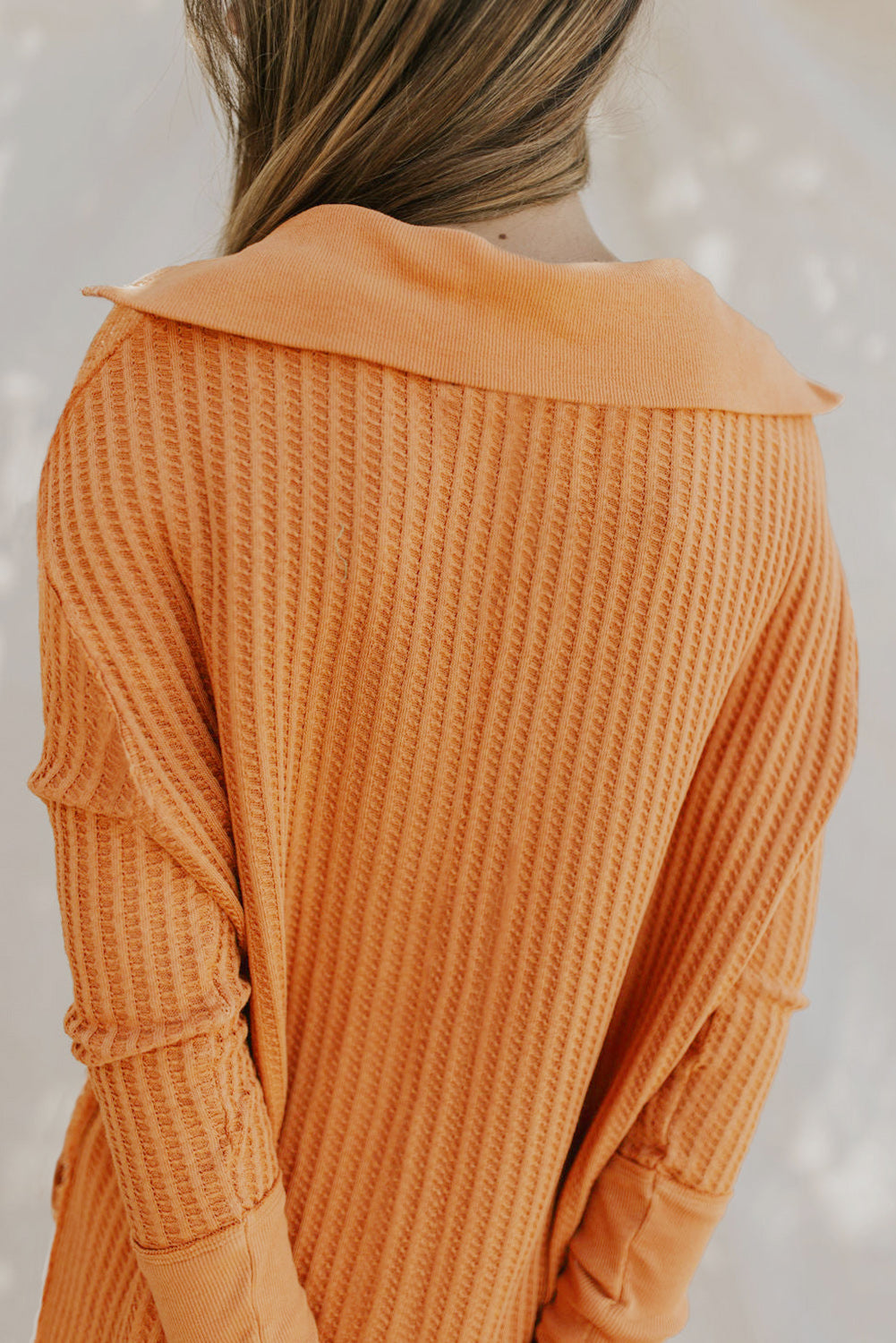 Waffle-Knit Slit Drop Shoulder Top-Teresa&#39;s Fashionista LLC