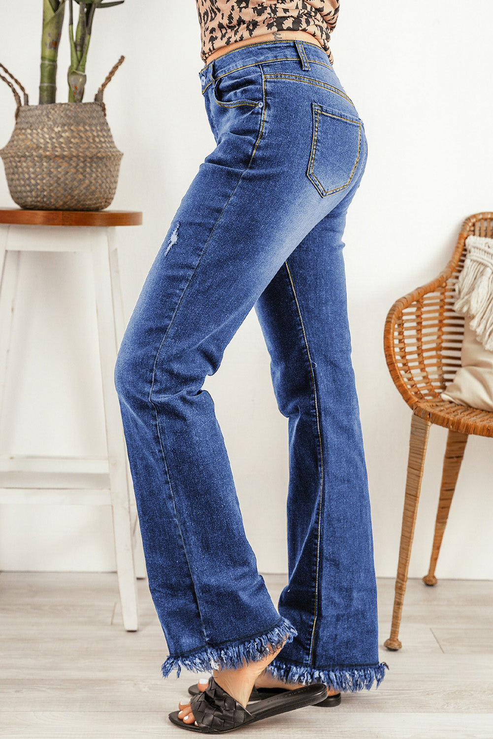 Ripped Frayed Hem Jeans-Teresa&#39;s Fashionista LLC