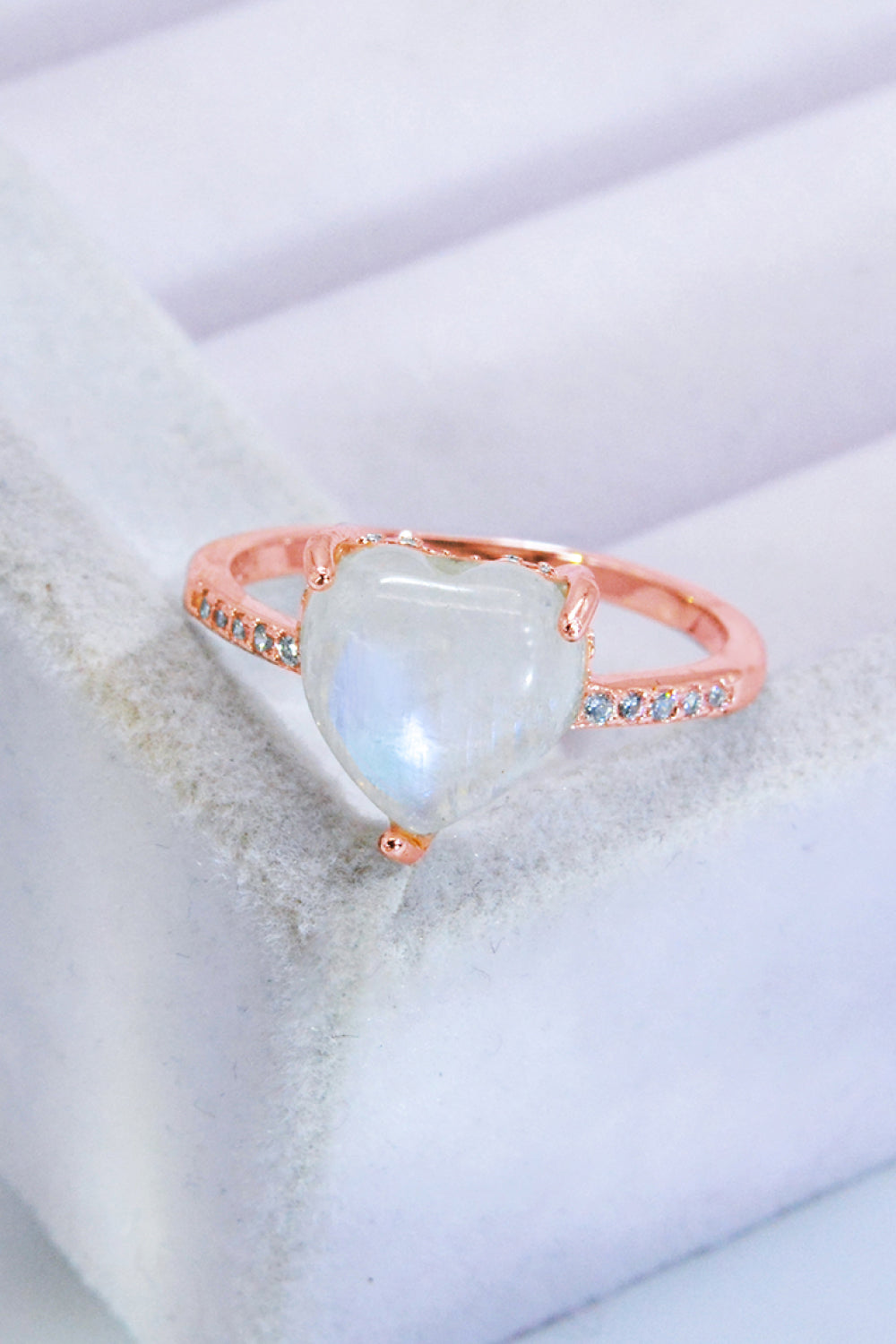 Heart-Shaped Natural Moonstone Ring-Teresa&#39;s Fashionista LLC