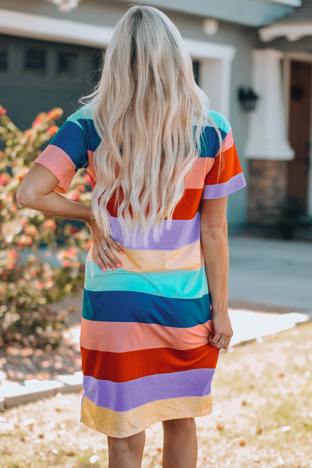 Women Color Block Side Slit Mini Dress-Teresa&#39;s Fashionista LLC