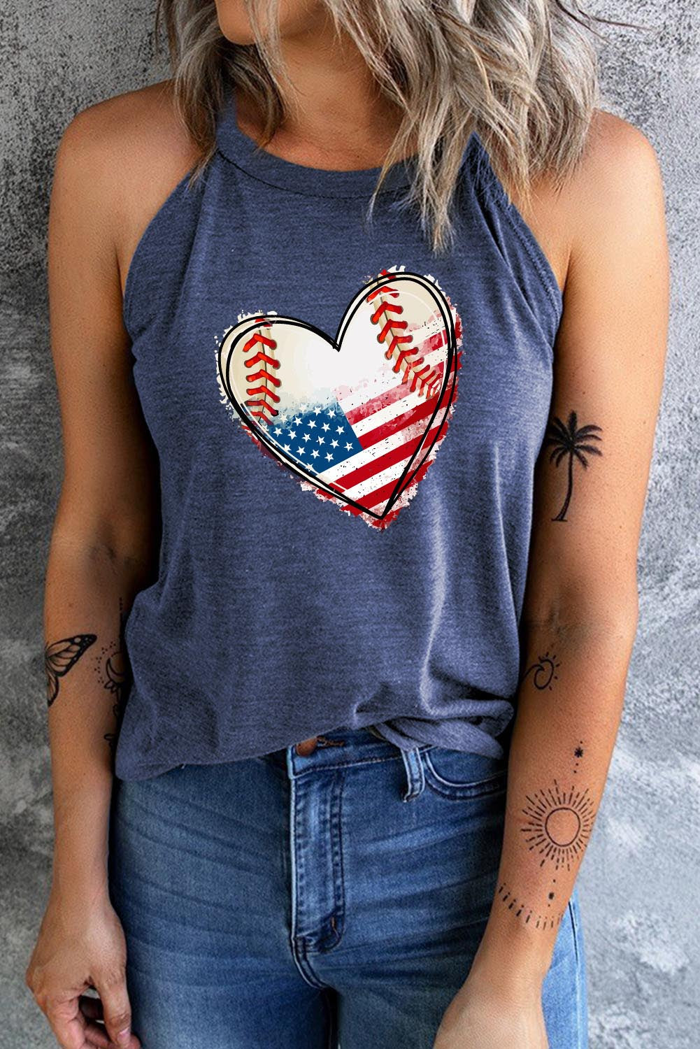 US Flag Heart Graphic Tank-Teresa&#39;s Fashionista LLC