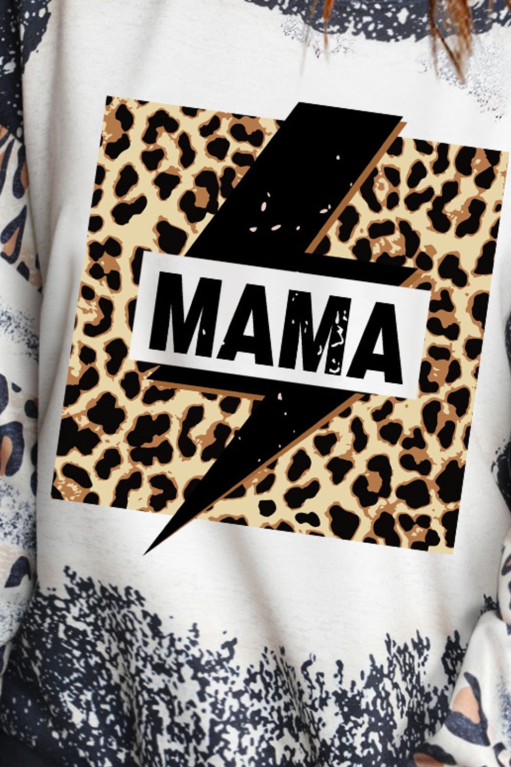 MAMA Lightning Graphic Leopard Sweatshirt-Teresa&#39;s Fashionista LLC