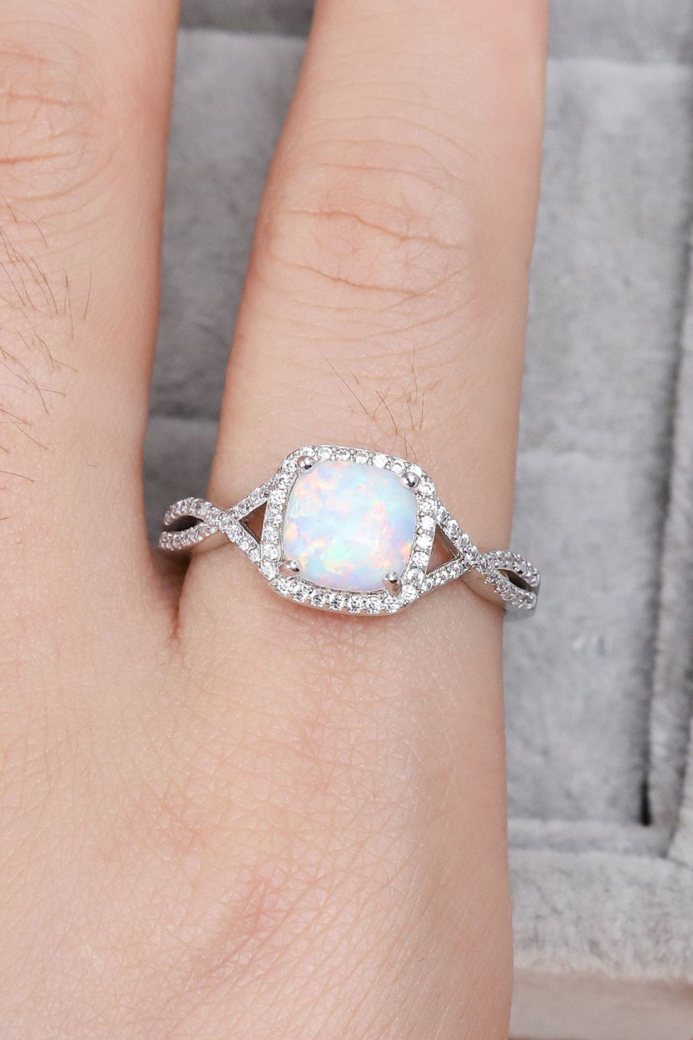 Opal Contrast Crisscross Ring-Teresa&#39;s Fashionista LLC