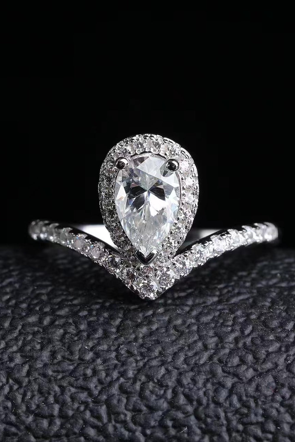 2 Carat Moissanite Teardrop Ring-Teresa&#39;s Fashionista LLC