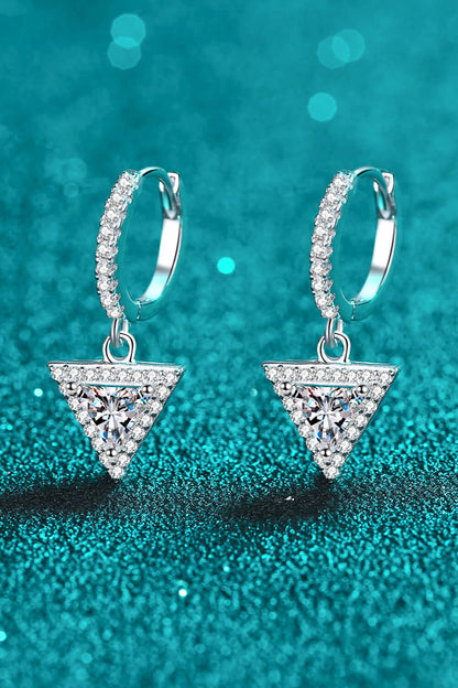 Moissanite Triangle Drop Earrings-Teresa&#39;s Fashionista LLC