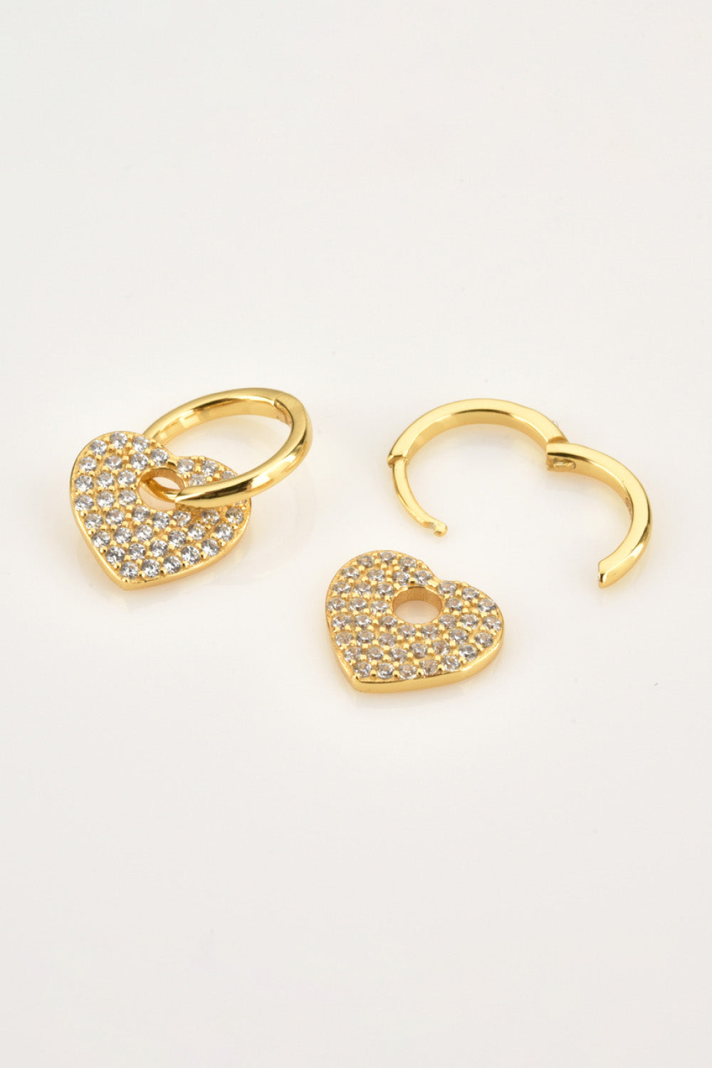 Zircon Heart Drop Huggie Earrings-Teresa&#39;s Fashionista LLC