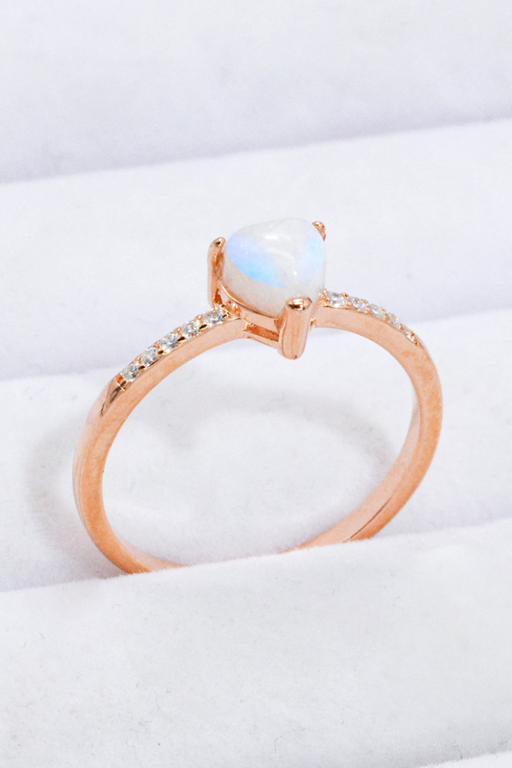 Natural Moonstone Heart 18K Rose Gold-Plated Ring-Teresa&#39;s Fashionista LLC