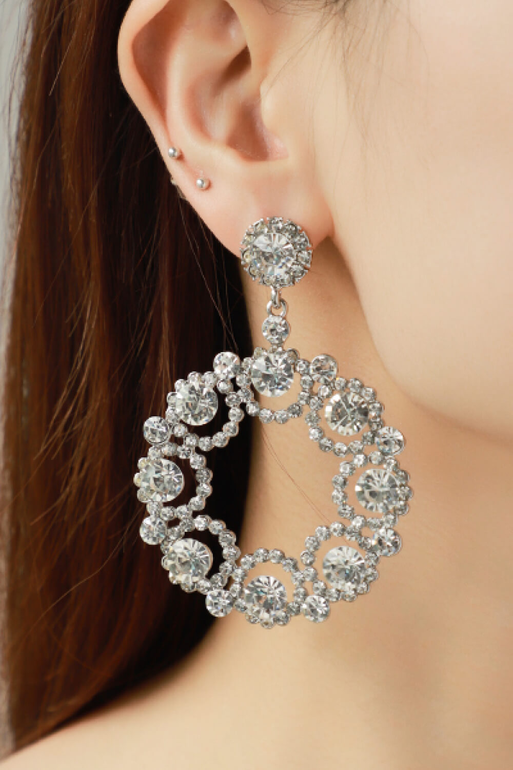 Alloy Rhinestone Round Drop Earrings-Teresa&#39;s Fashionista LLC