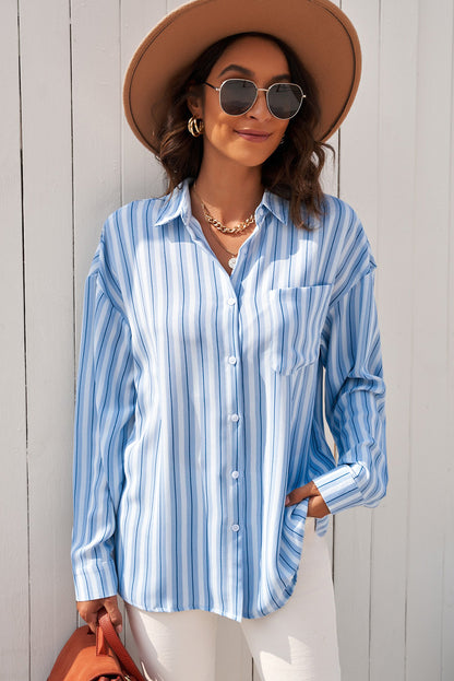 Striped Button-Up Dropped Shoulder Shirt-Teresa&#39;s Fashionista LLC