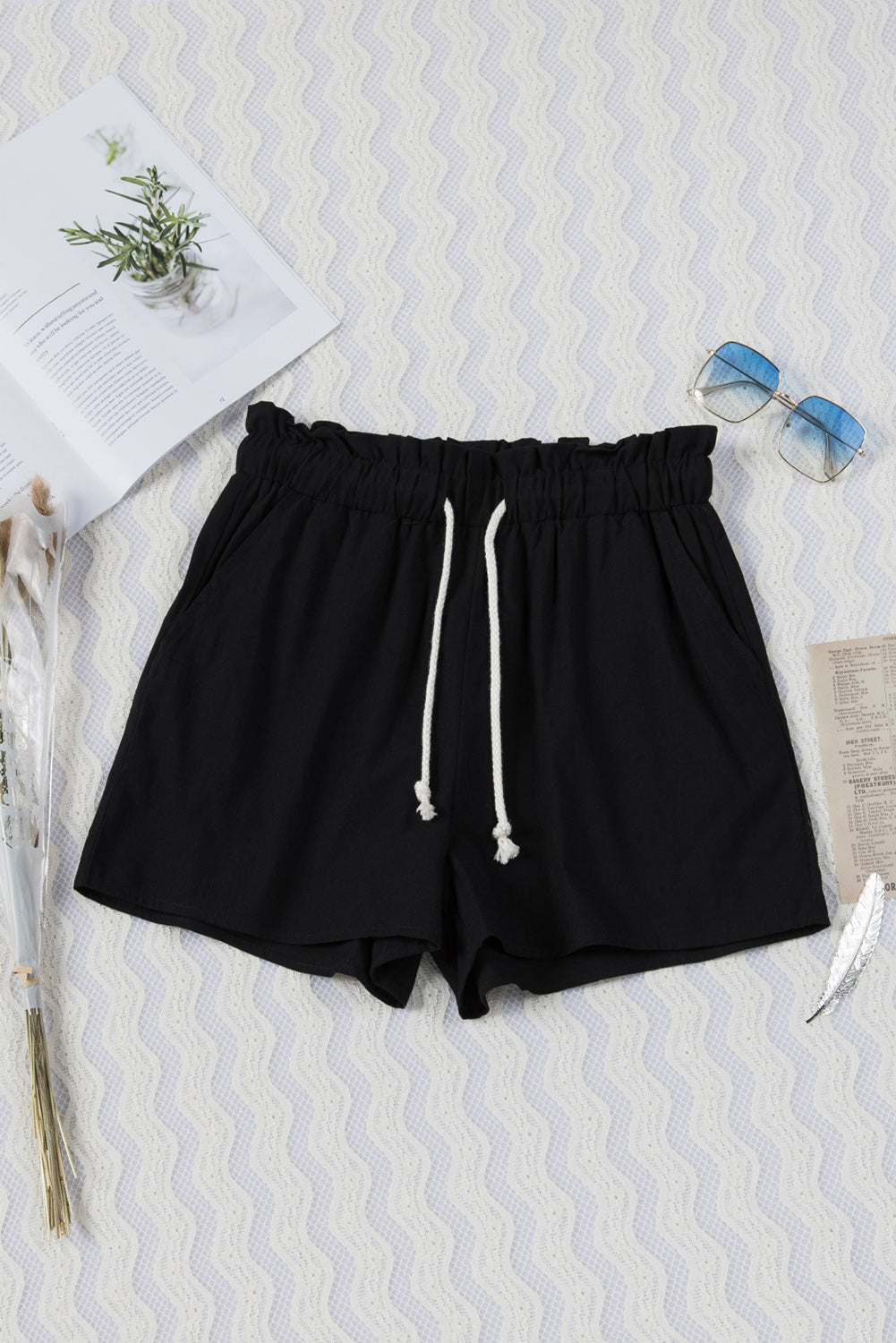 Paperbag Drawstring Waist Shorts-Teresa&#39;s Fashionista LLC