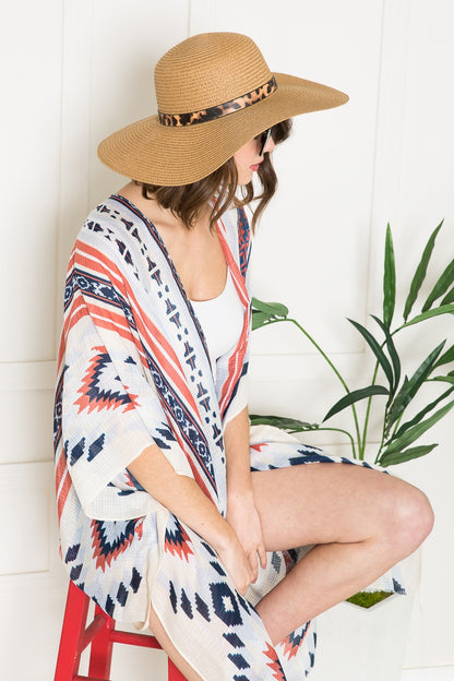 Justin Taylor Printed Belt Sunhat in Beige-Teresa&#39;s Fashionista LLC