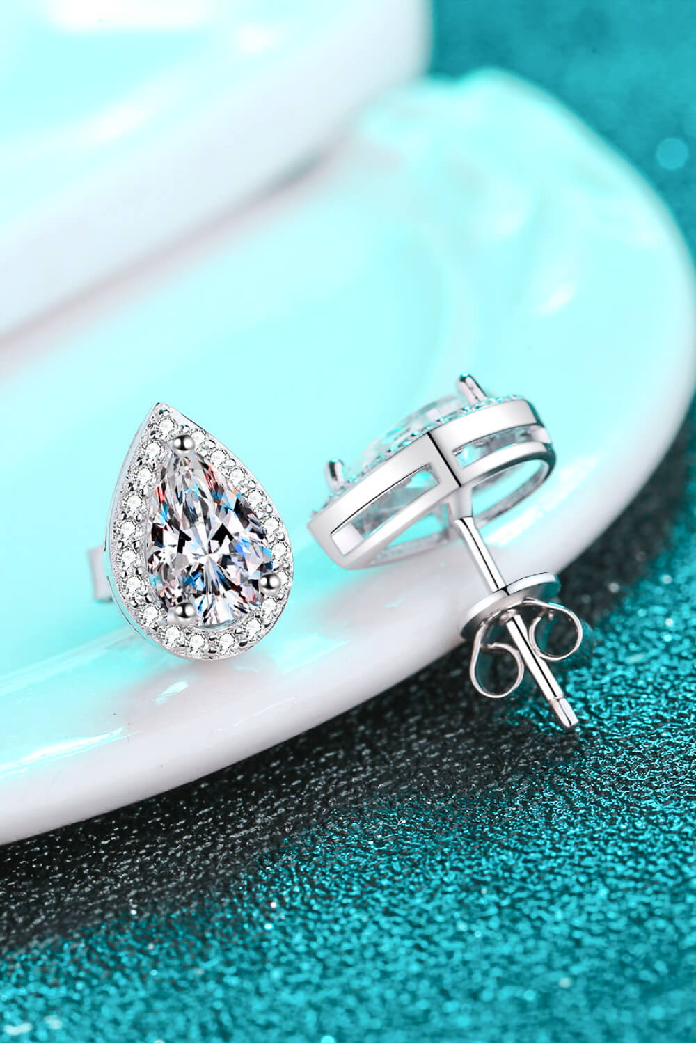 Moissanite Teardrop Stud Earrings-Teresa&#39;s Fashionista LLC