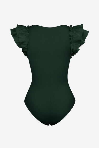 Ruffled Plunge Bodysuit-Teresa&#39;s Fashionista LLC