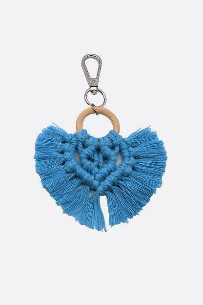 Assorted 4-Pack Heart-Shaped Macrame Fringe Keychain-Teresa&#39;s Fashionista LLC