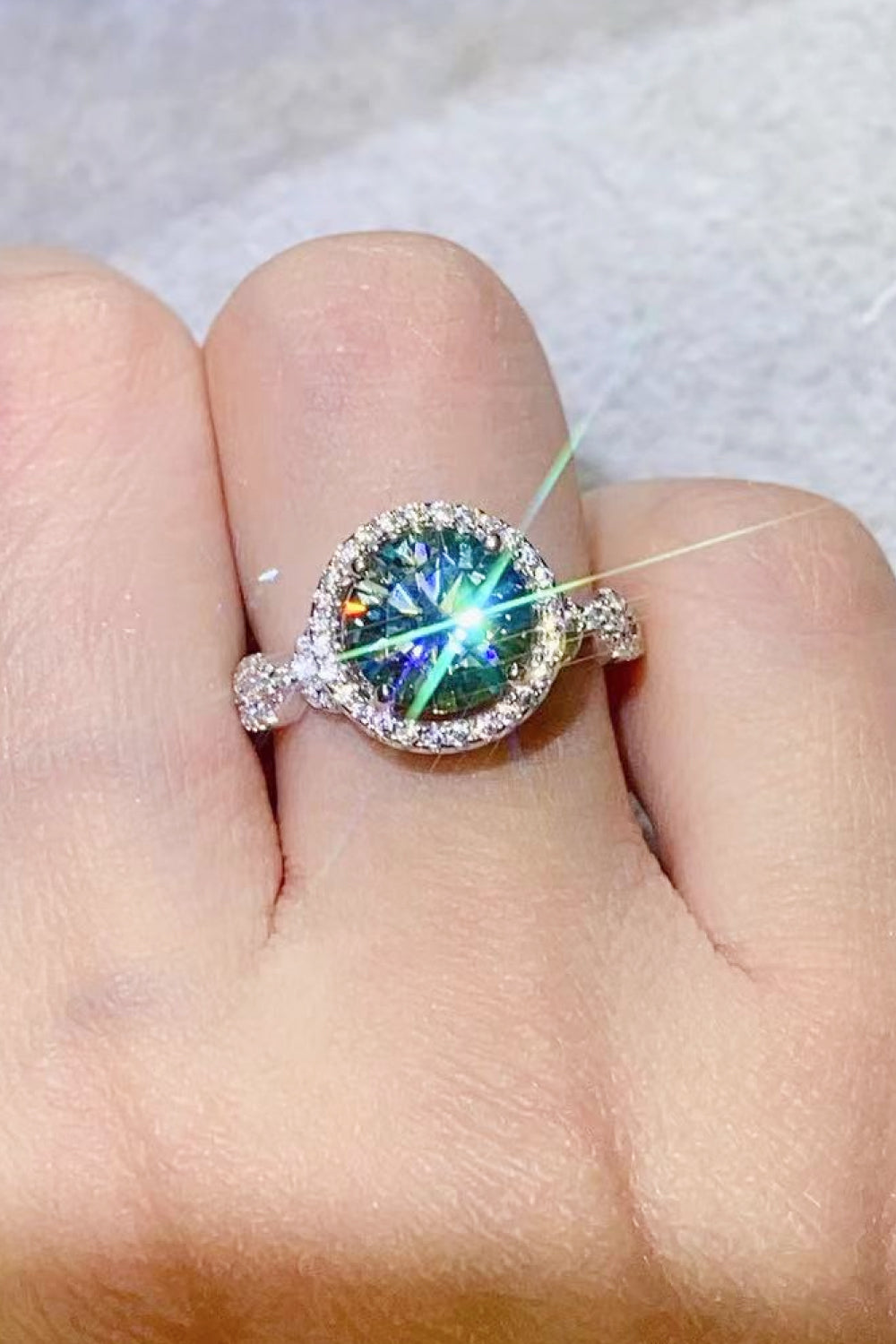 2 Carat Moissanite Emerald Green Ring-Teresa&#39;s Fashionista LLC