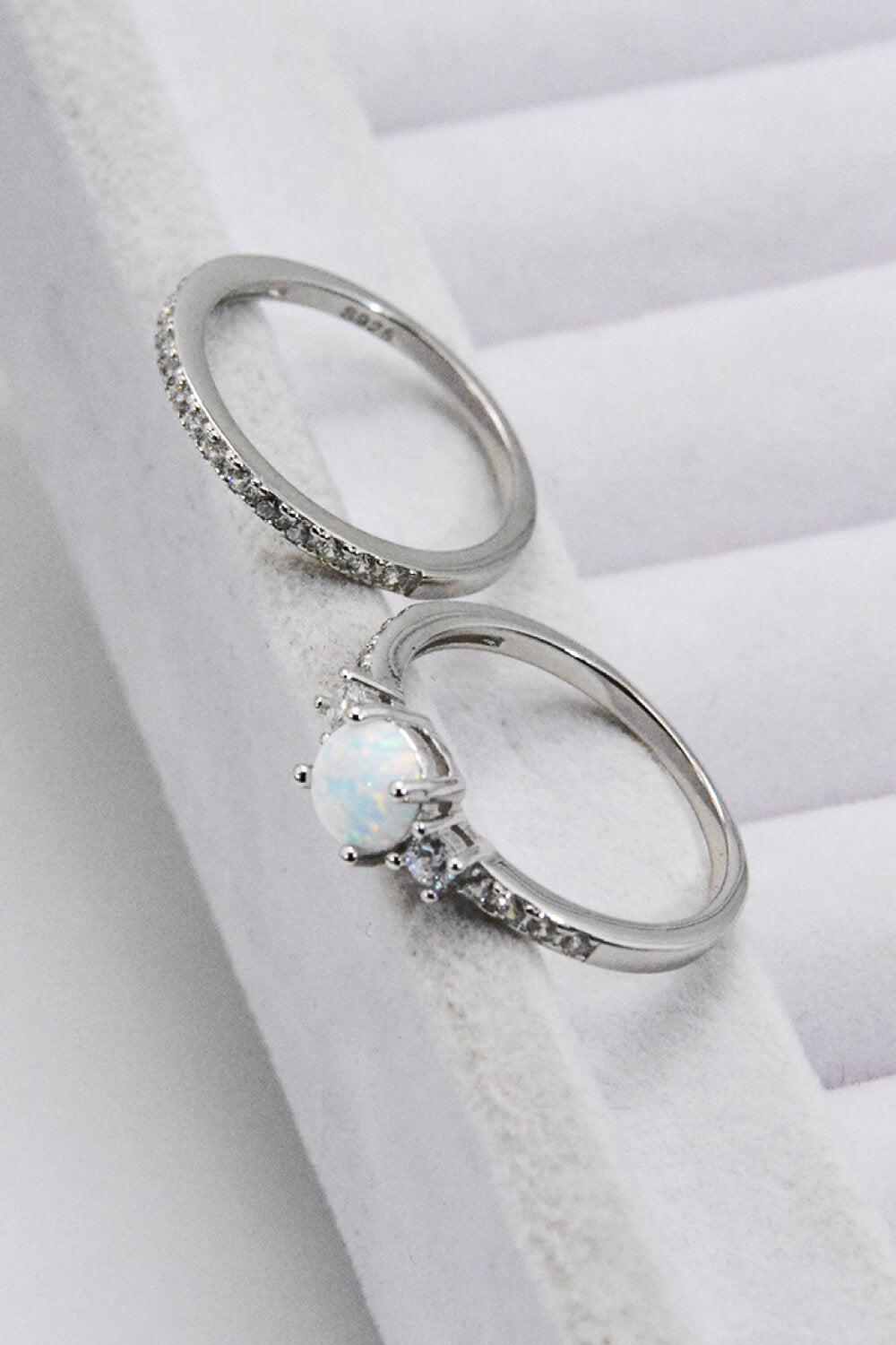 925 Sterling Silver Opal Split Shank Ring-Teresa&#39;s Fashionista LLC