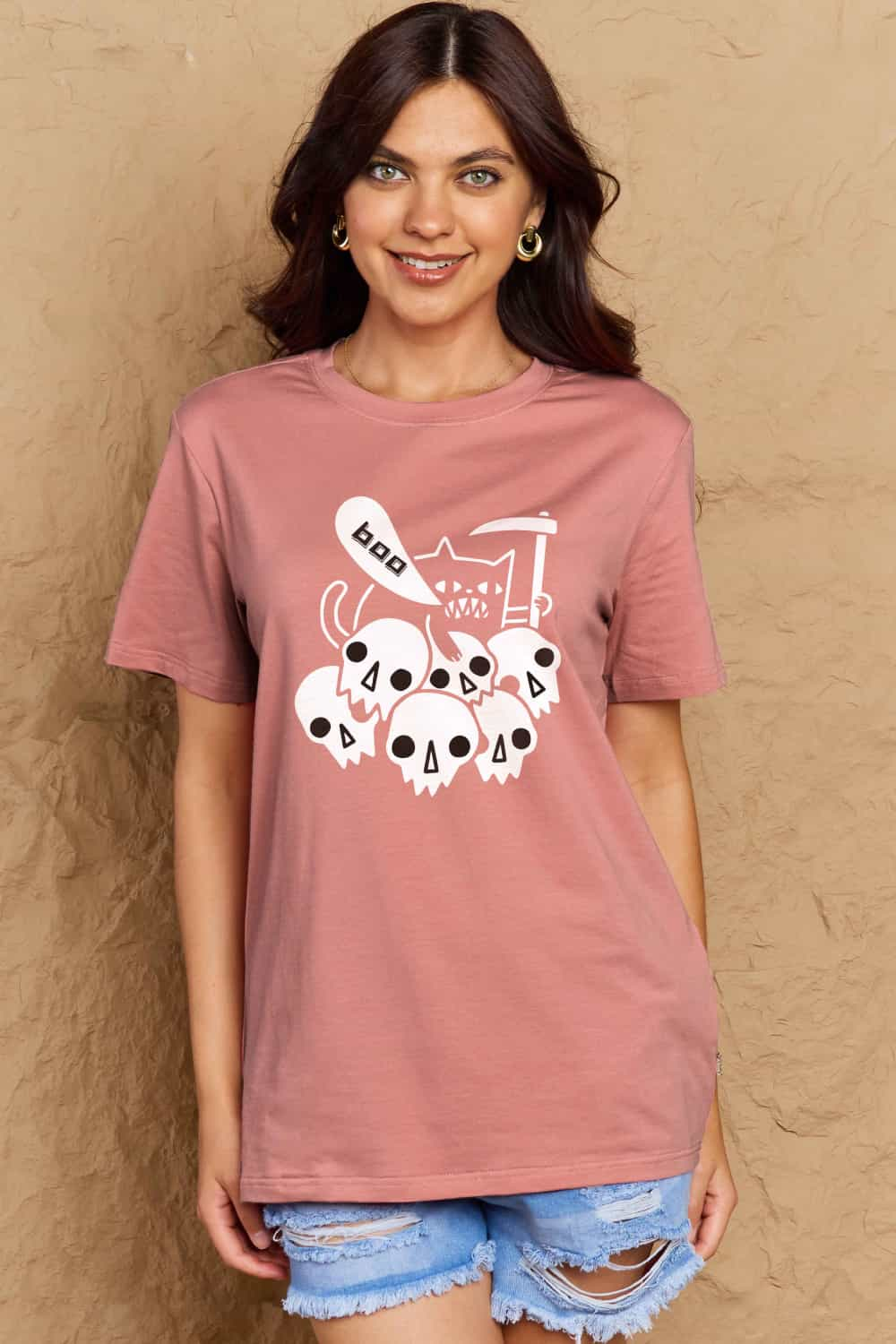 Simply Love Full Size Graphic BOO Cotton T-Shirt-Teresa&#39;s Fashionista LLC