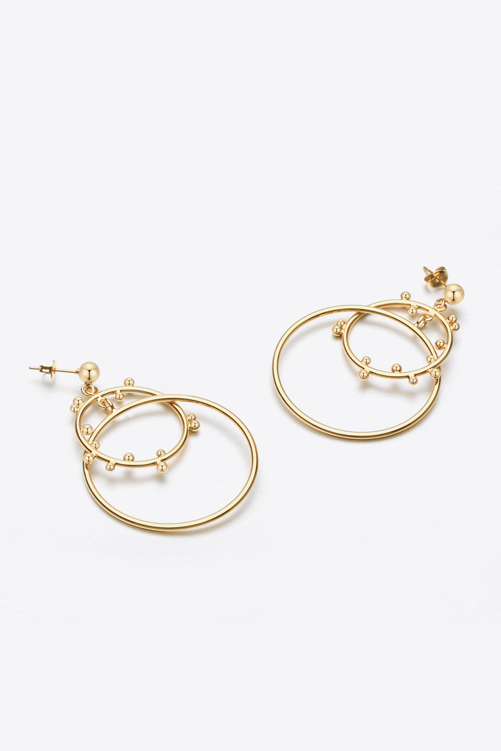 18K Gold-Plated Double Hoop Drop Earrings-Teresa&#39;s Fashionista LLC