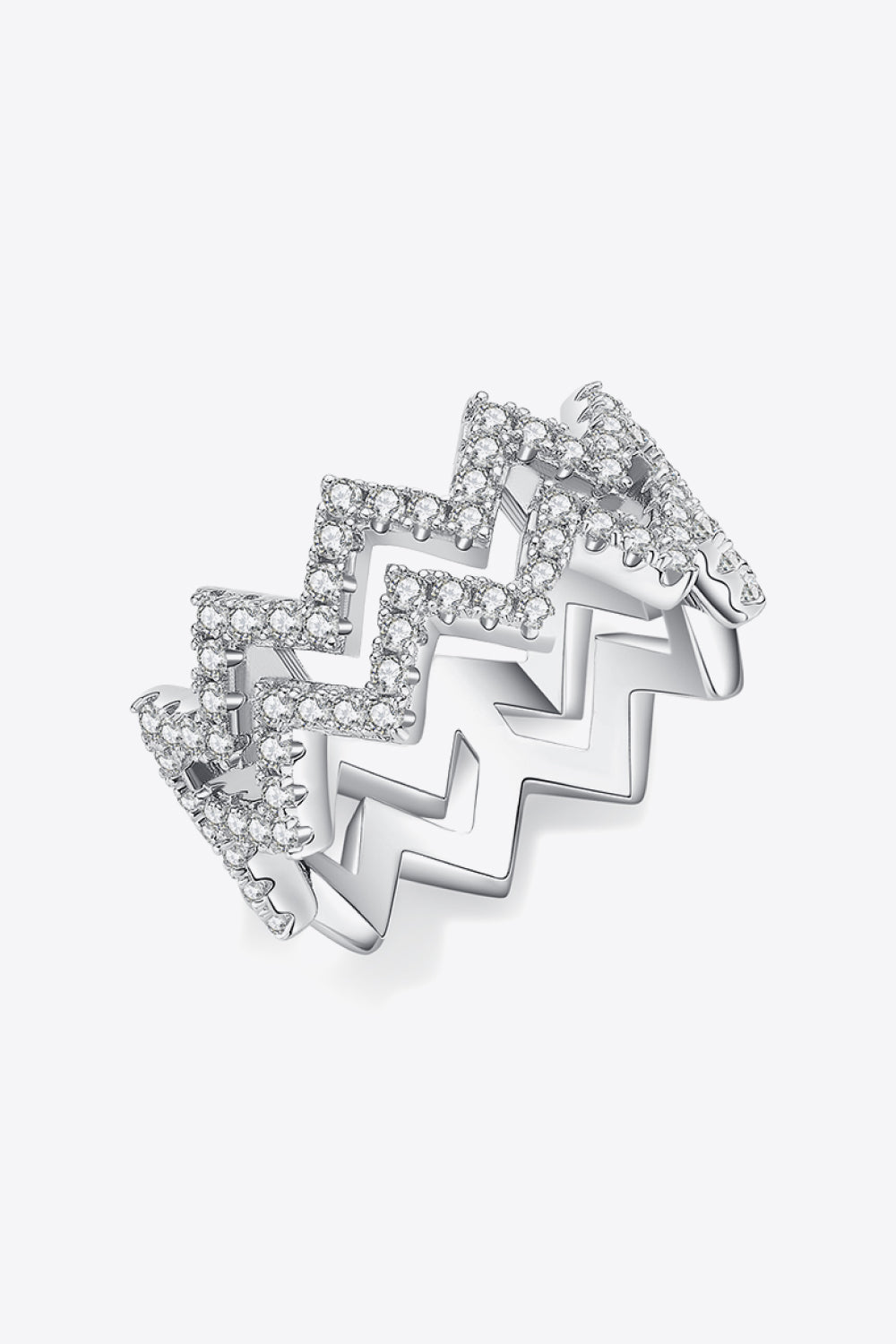 Moissanite Zigzag Stacking Rings-Teresa&#39;s Fashionista LLC